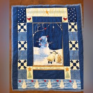Blue Winter Snowman Quilt